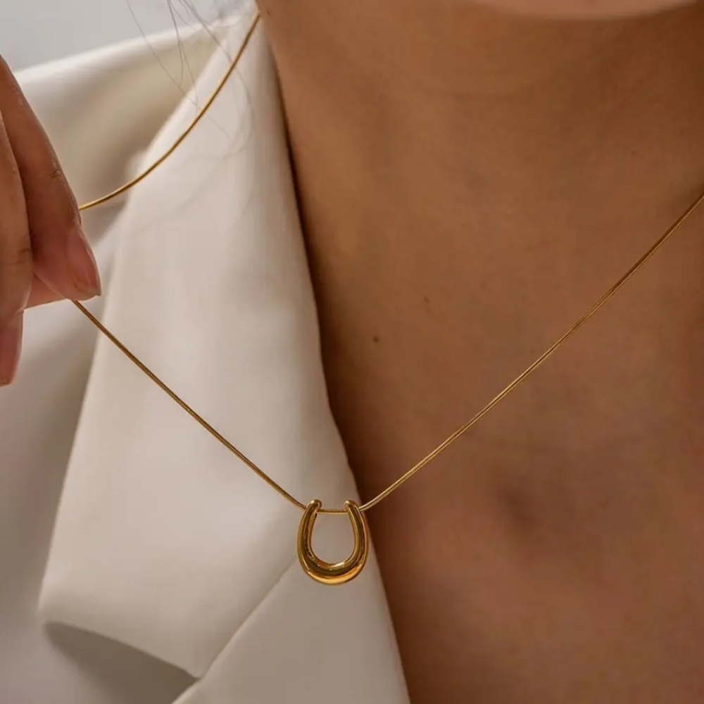 Modern Gold Horseshoe Necklace
